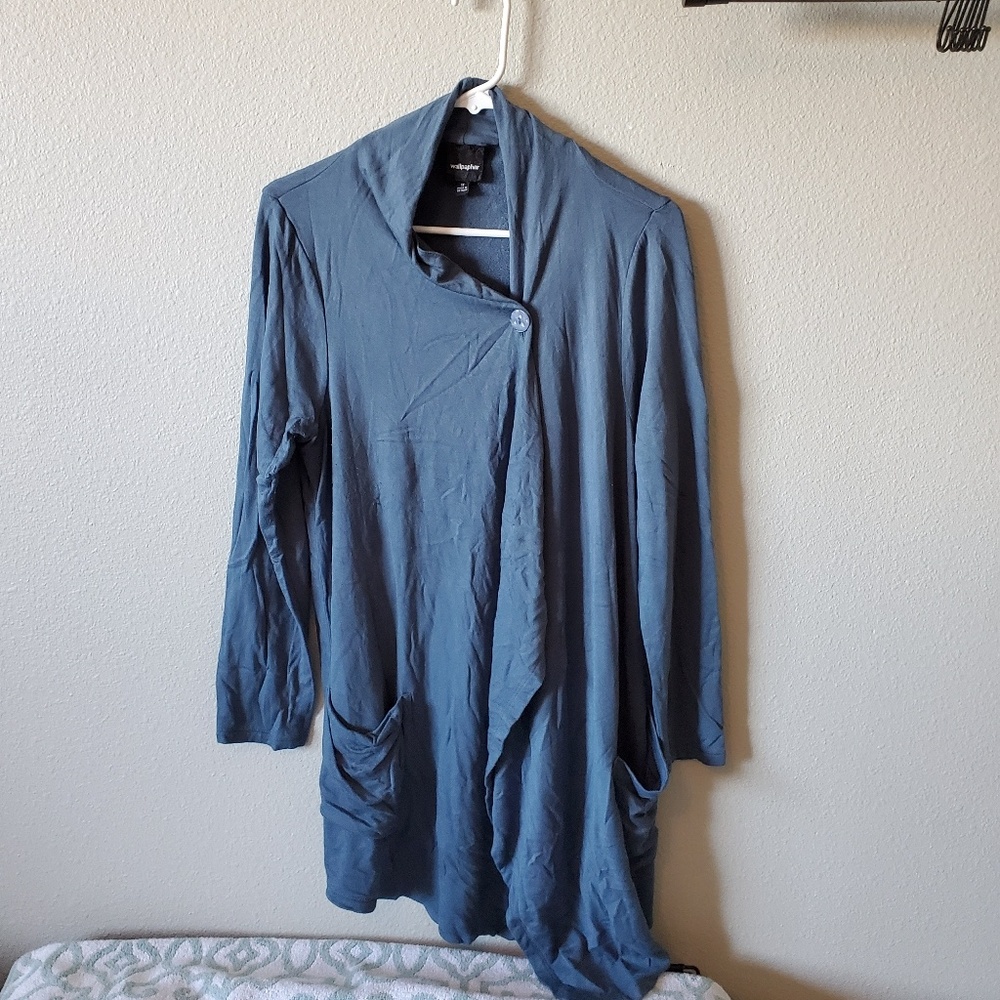 Blue button sweater